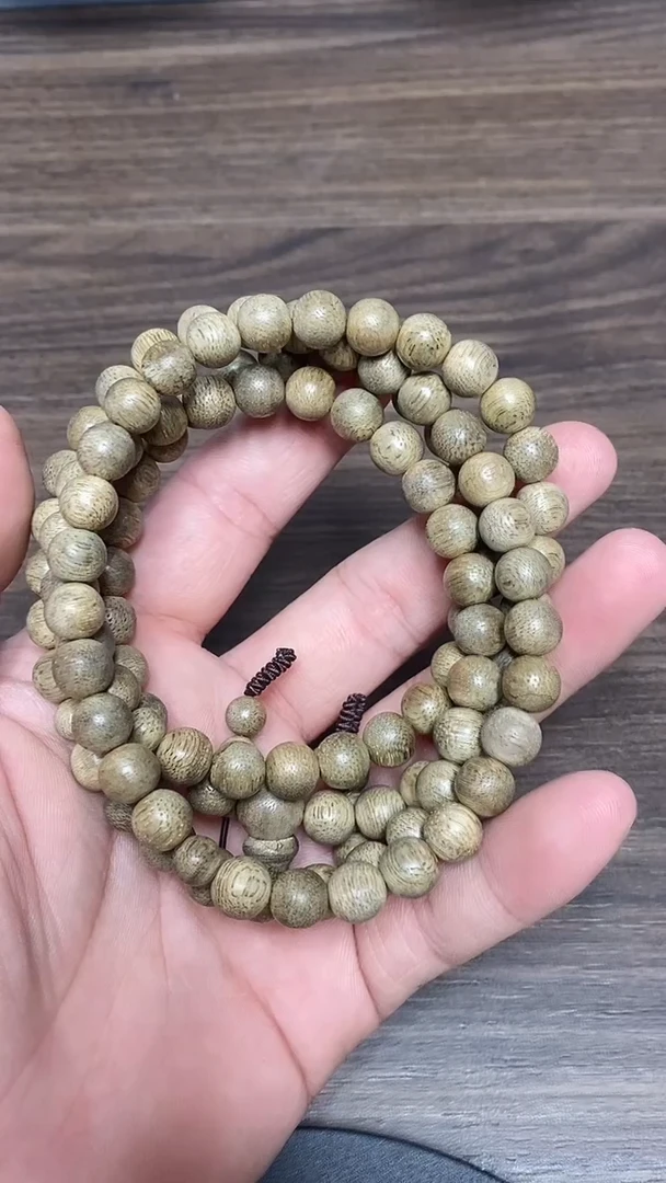 沉香手串乱*TC08030沉香天然野文莱绿底黑油软丝多圈