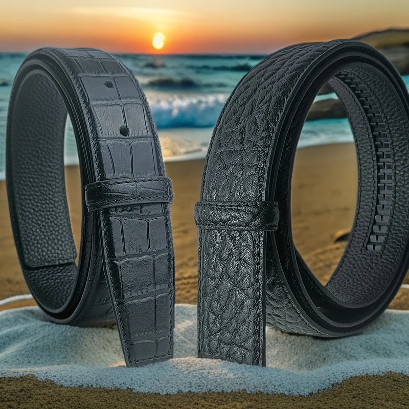 多款免打孔自动扣腰带不带头皮带头层牛皮100%真牛皮皮带男款100%
