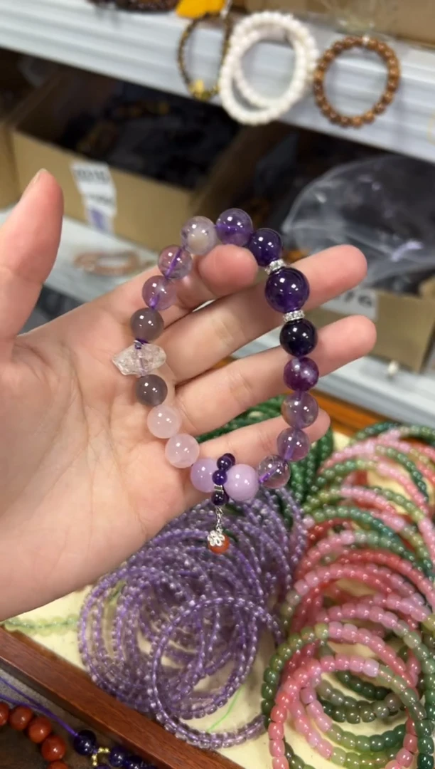 【闪购商品】水晶手链未镶嵌紫水晶多宝九紫款手串[1598]