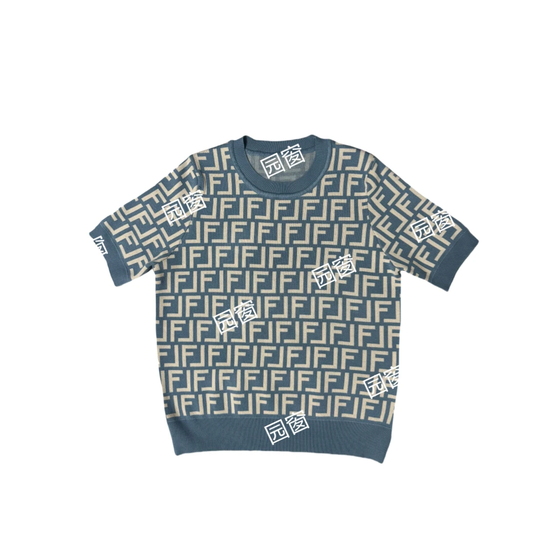 【Lena】5584时尚气质轻奢字母提花舒适圆领针织上衣1019