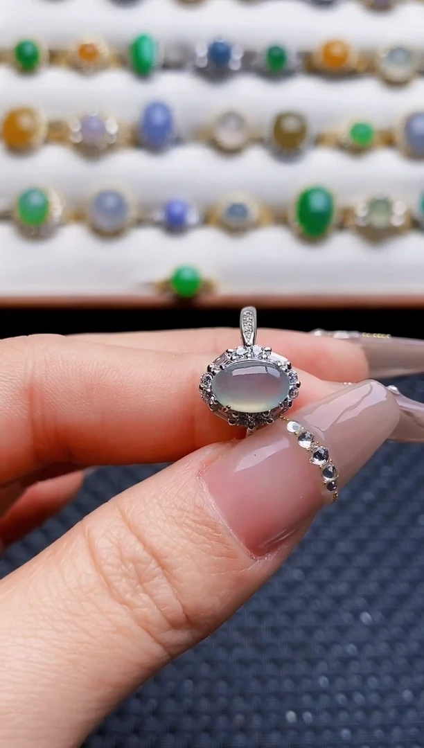 银S925镶嵌戒指翡翠6921