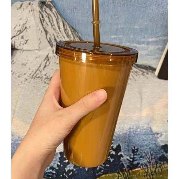 冷饮喝水带吸管水杯