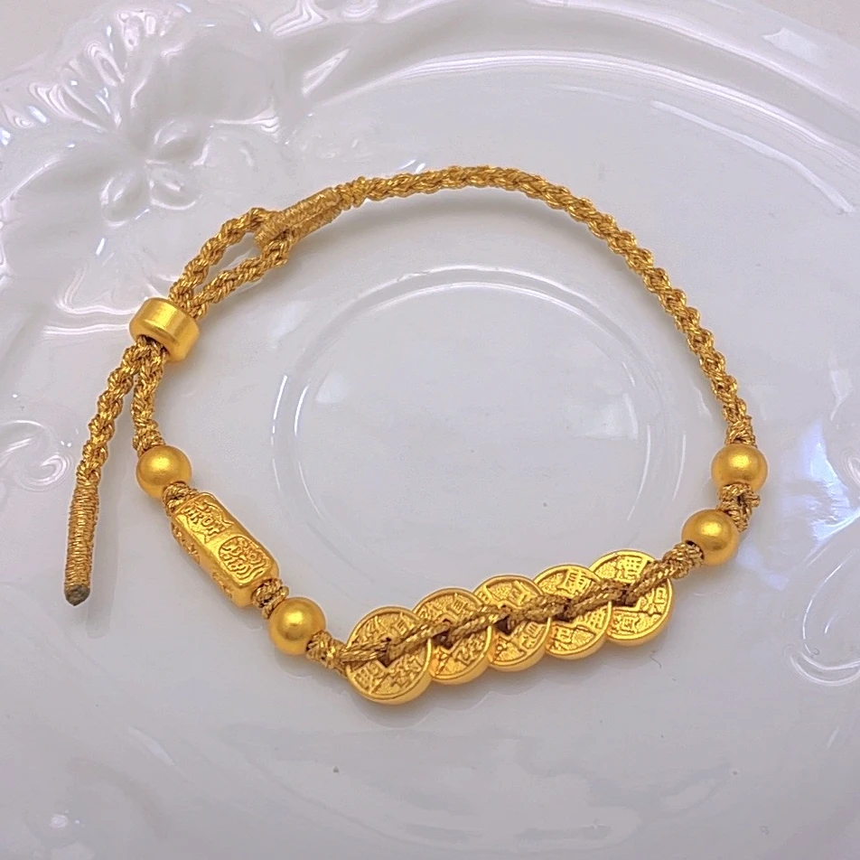 手链 1810-简约五帝币手链手工编织古法时尚百搭