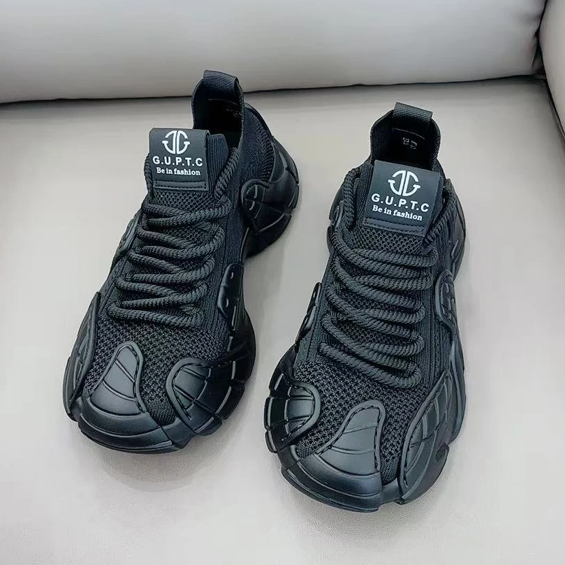 设计师款飞织布网面厚底老爹鞋男鞋夏季黑武士轻便透气时尚休闲鞋