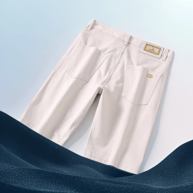 巴赛娜缇时尚新款夏季薄款黑色牛仔短裤男五分裤休闲时尚潮流弹力