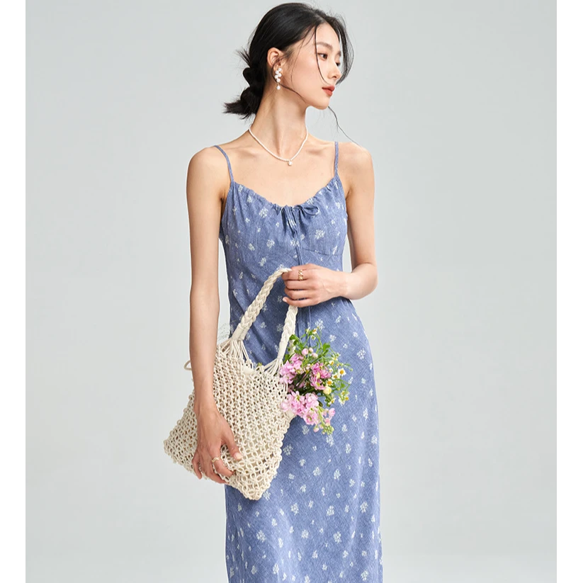 【直播间同价】【仲夏夜】吊带碎花连衣裙气质修身新款印花长裙18282