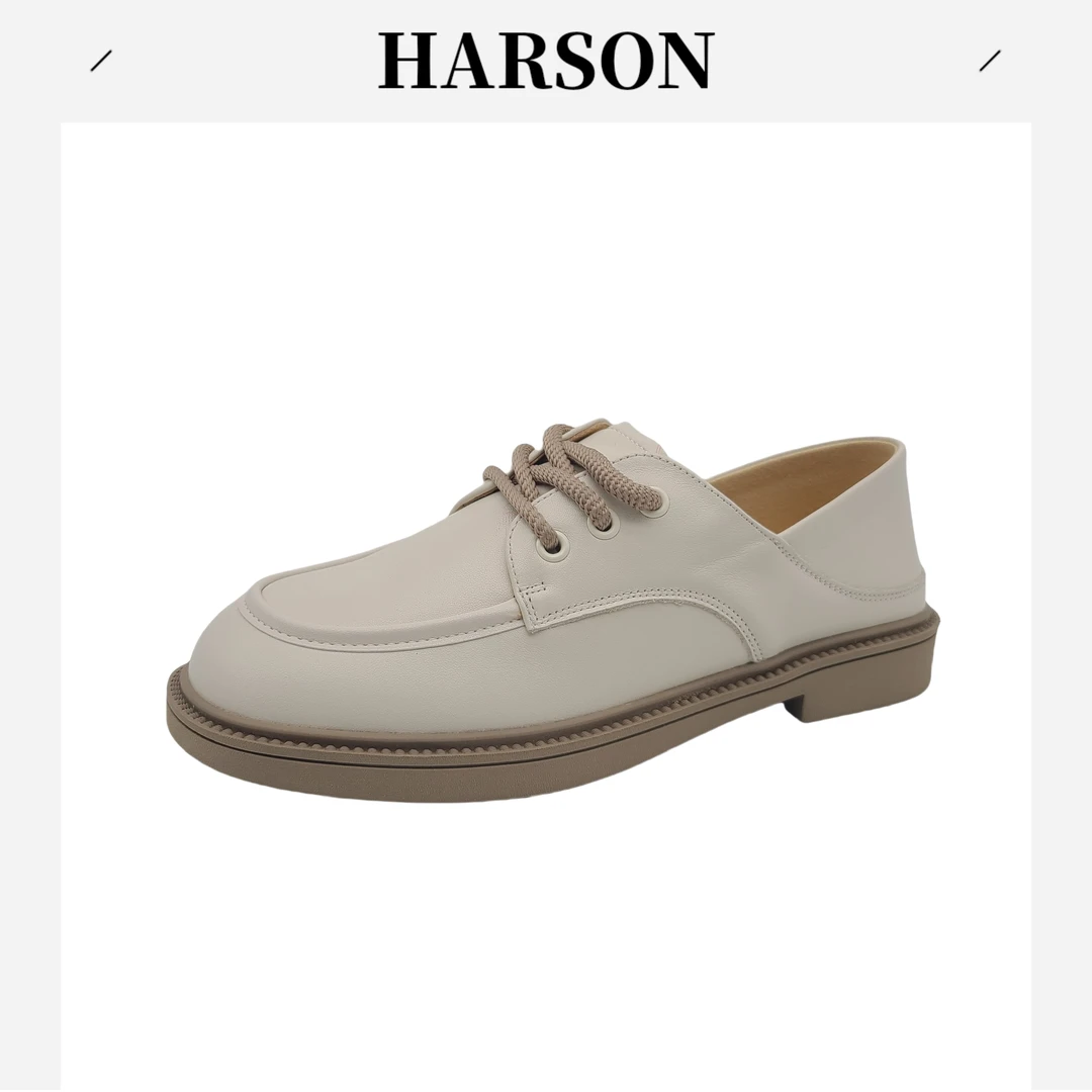 Harson/哈森系带内增高增高中跟单鞋百搭厚底休闲鞋女鞋240218