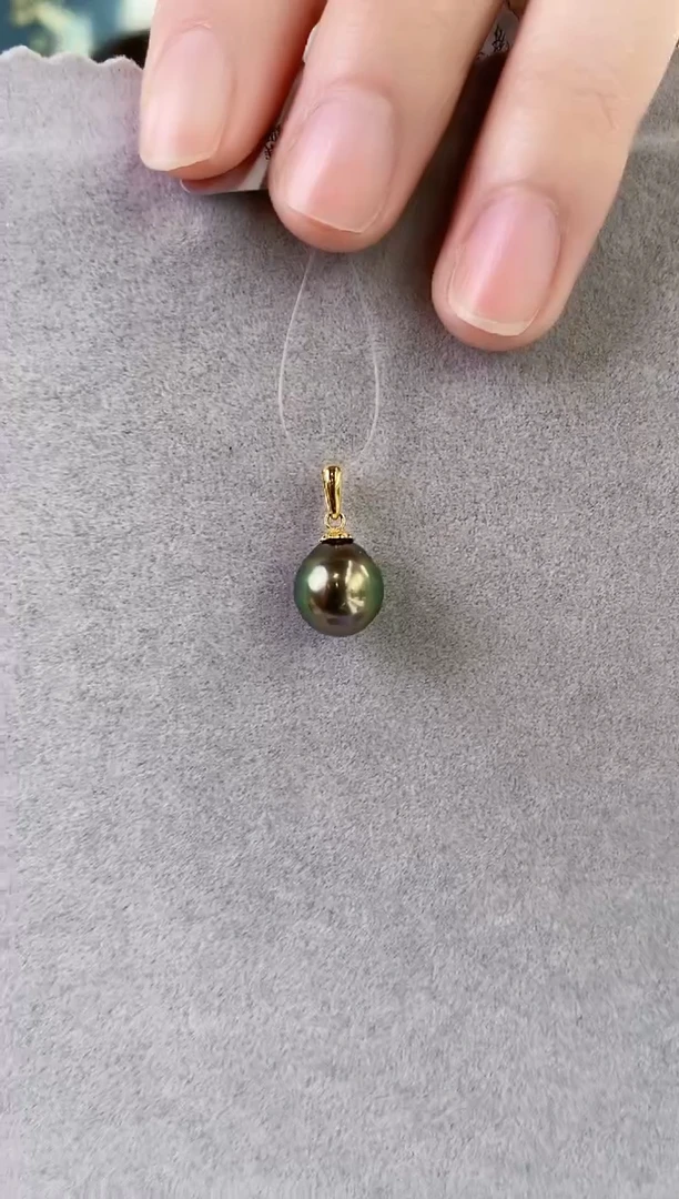 【闪购商品】海水珍珠吊坠(不含链)18K金镶嵌9-10海水珍珠吊坠