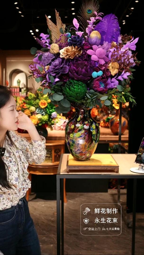 手工艺品琉璃手工花器花束空运包邮送货上门-以图片为准