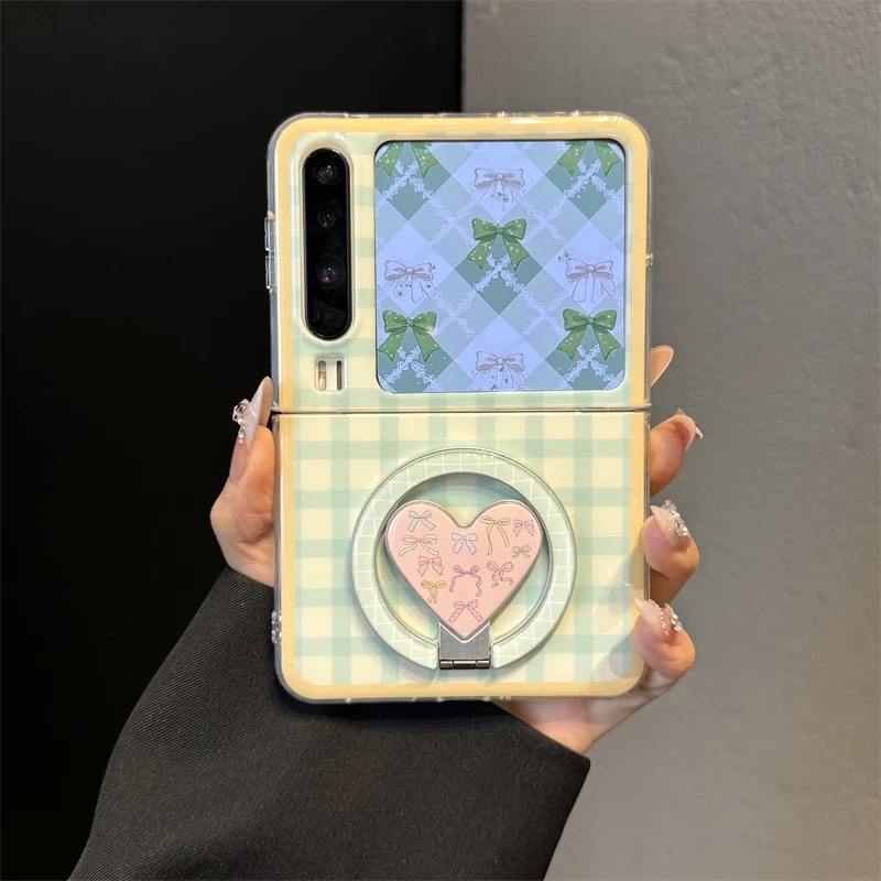 适用华为purax典藏版折叠屏手机壳pocket2爱心蝴蝶结折叠磁吸支架