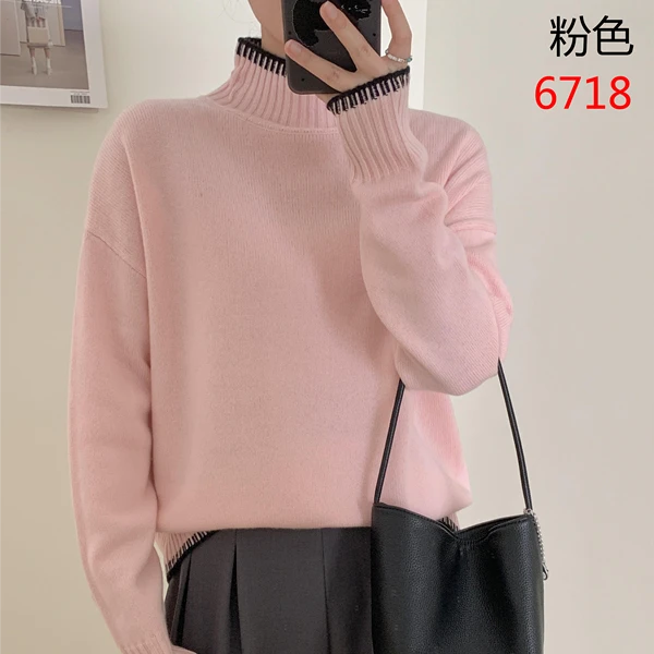 erchun/尔纯6718款冬季加厚羊毛羊绒高领百搭显瘦新款韩版羊毛衫