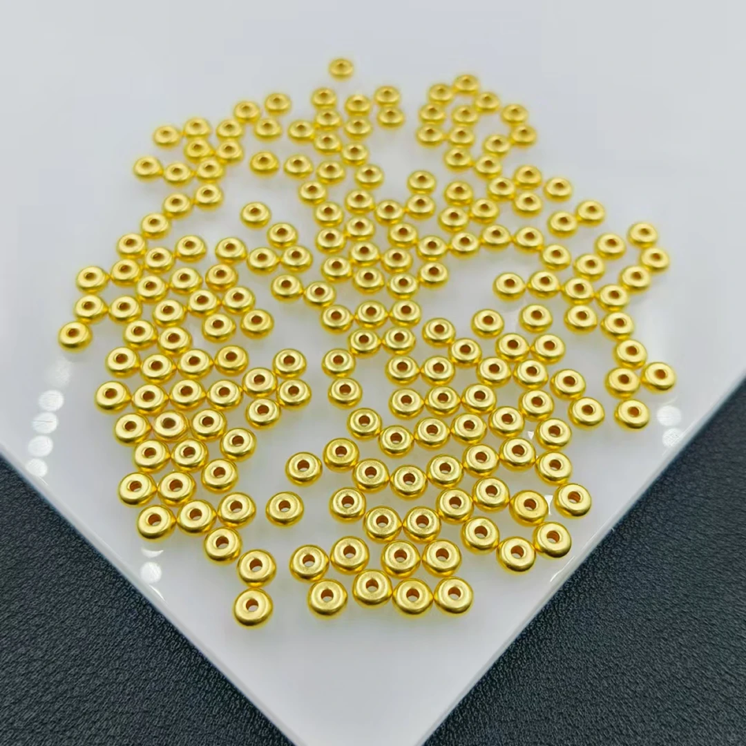 「戴琴珠宝」YZ3536-3粒4mm左右足金磨砂面算盘珠配件-CY*发其一
