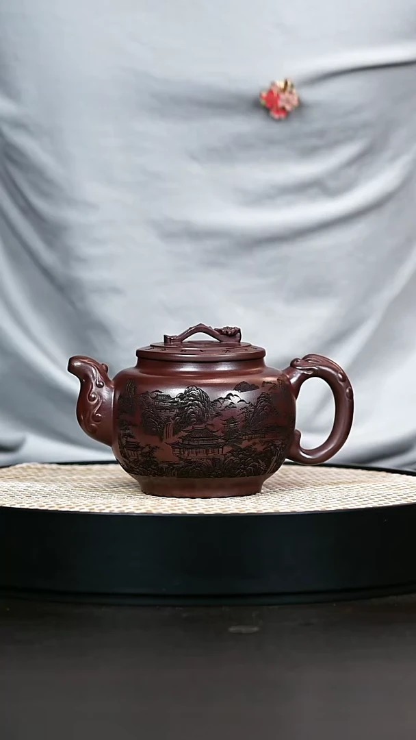 紫砂茶宠石红龙尊如意