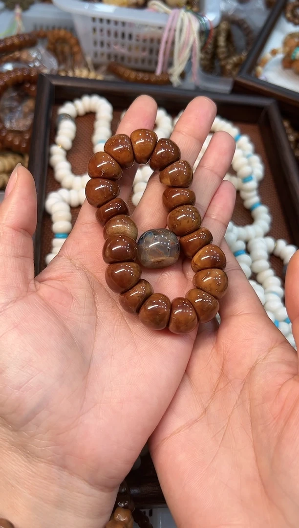 手串库克自**_卡15.6mm蒜瓣大肠【地球蓝】【线拉紧点】