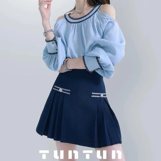 小众设计（绯闻学姐）半松紧百褶裙英伦学院风JK半身裙