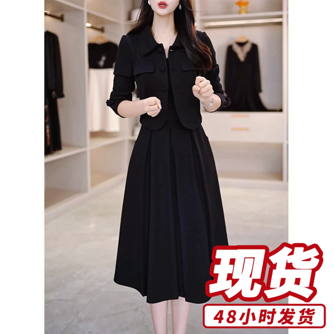 假两件连衣裙秋冬新款街头风时尚收腰洋气显瘦高腰Y549105