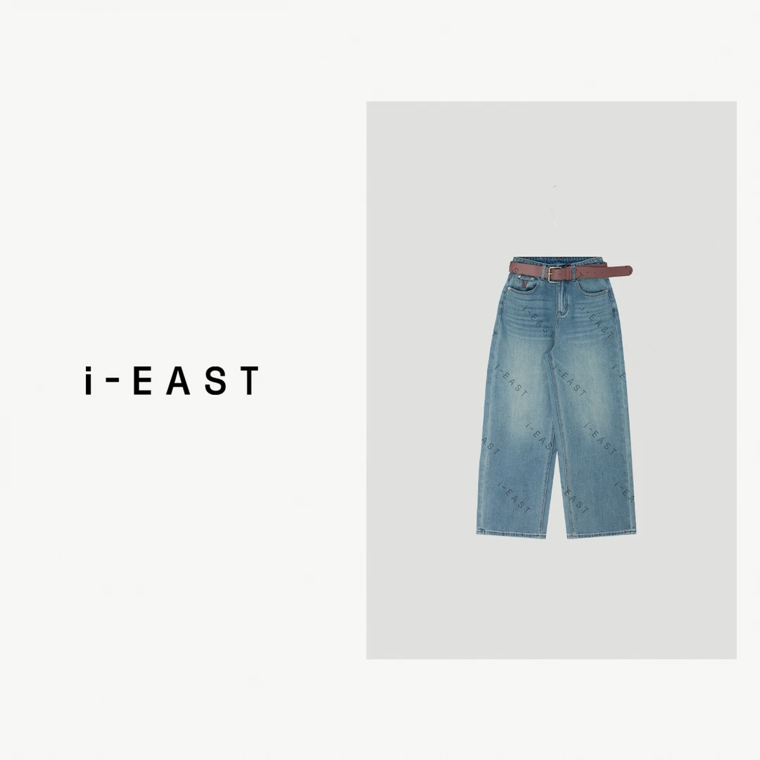 i-EAST 云中君~时尚带皮带直筒牛仔裤-5C K13139