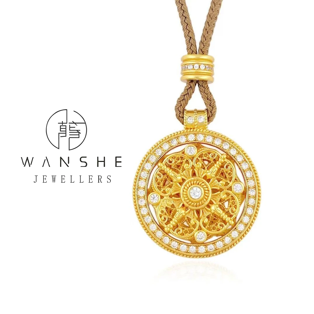 铜合金布艺项链 QMECV/万奢鎏金  八宝罗盘（时来运转）