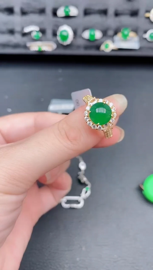 银S925镶嵌戒指翡翠天然a货翡翠183