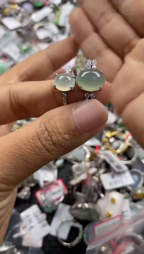 银S925镶嵌戒指翡翠444               6