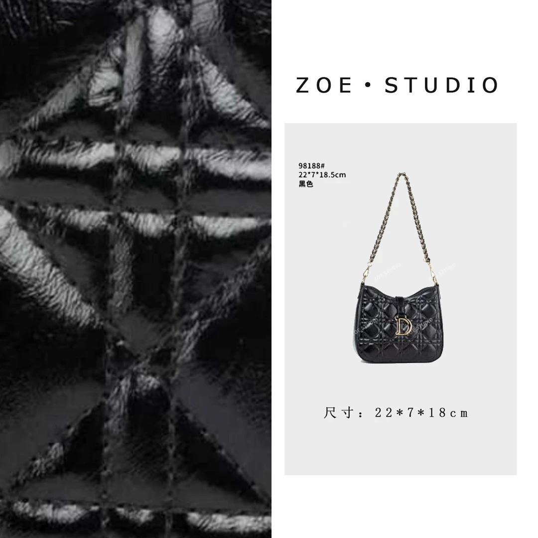 【佐伊甄选】QYX-98188-黑色轻奢女士时尚小众真皮单肩挎包