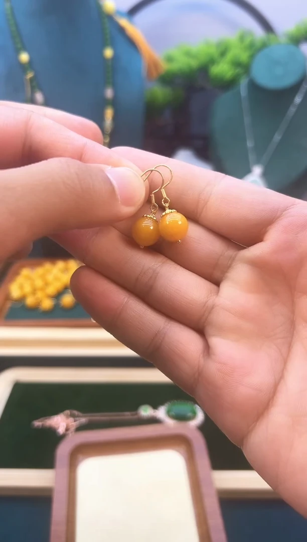 翡翠14K金镶嵌耳饰E28