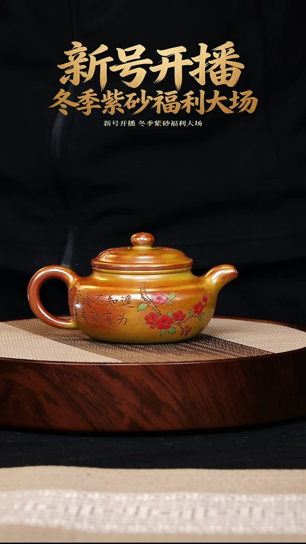 茶壶紫砂宜兴高端紫砂 茶壶 仿古彩刻 300