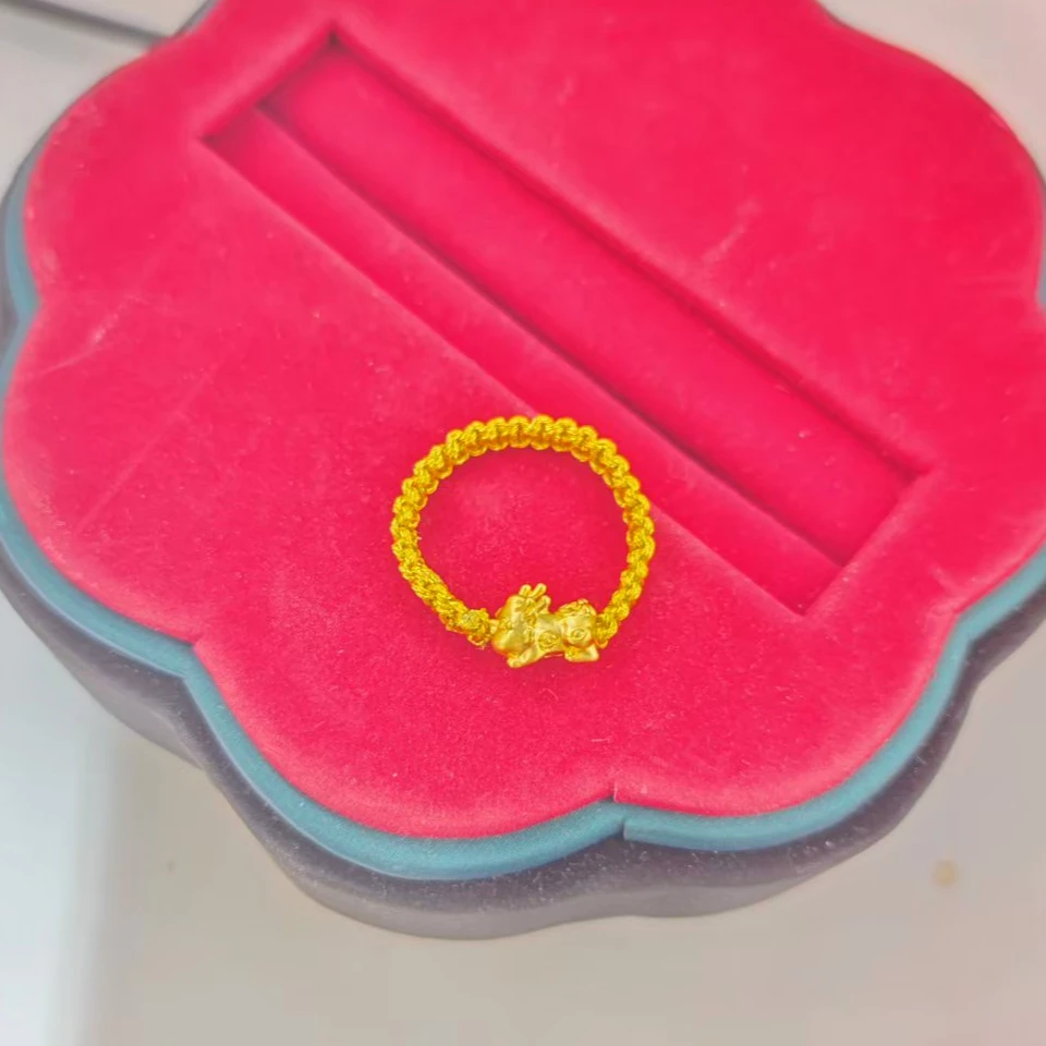 【菲菲专享】足金999 貔貅编绳戒子 生日礼物 国风新中式