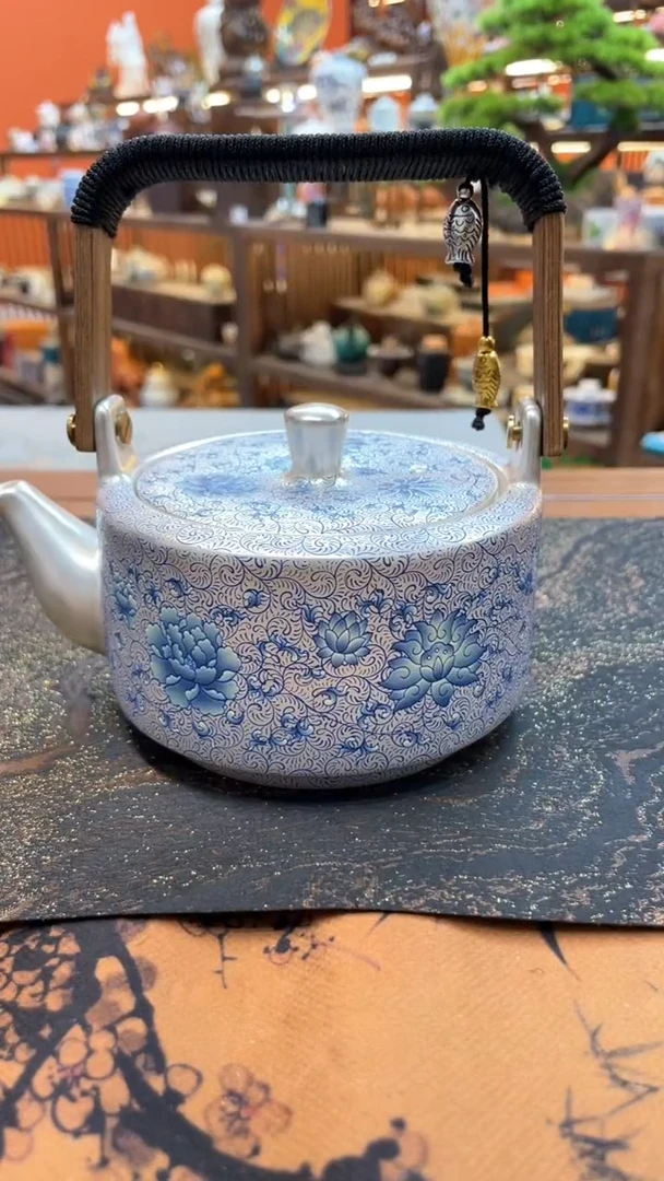 【闪购商品】@@@@@@缠枝莲提梁银壶+同款主人杯