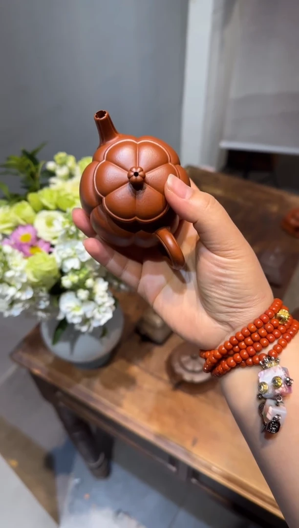 茶壶紫砂伟繁花 朱泥