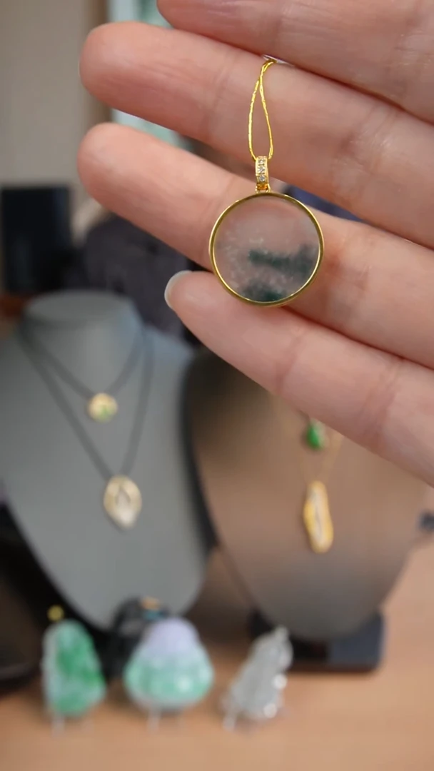 【闪购商品】翡翠颈饰18K金镶嵌 天然缅甸翡翠吊坠