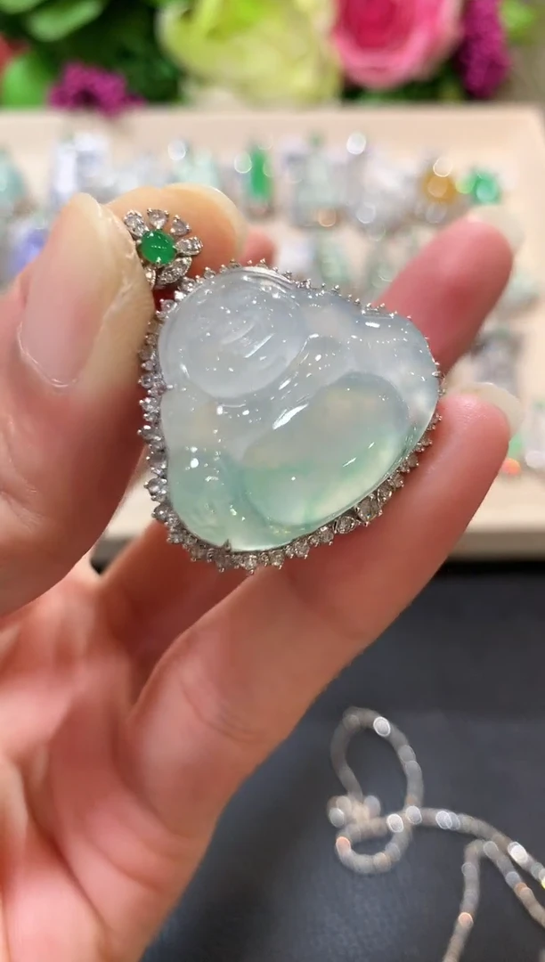 吊坠(不含链)18K金镶嵌翡翠m116