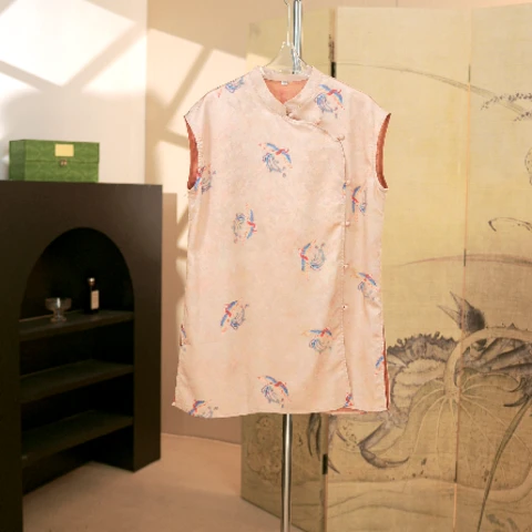 【凤凰牡丹】2025夏季新款新中式国风香云纱奥黛旗袍高级感上衣