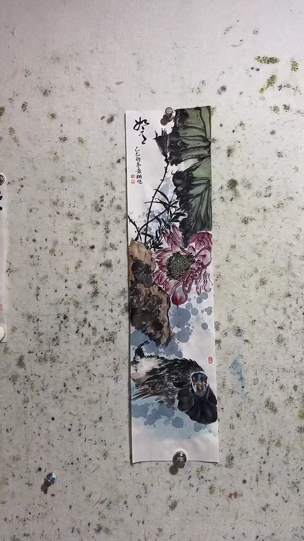 国画黄栩一平尺花鸟