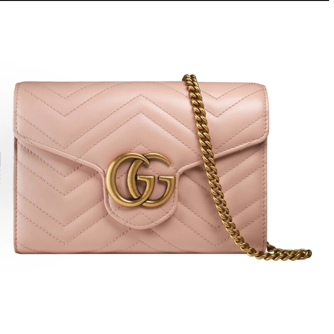 99新 GUCCI/古驰 思斯专属 古驰粉色马蒙woc THCI3639