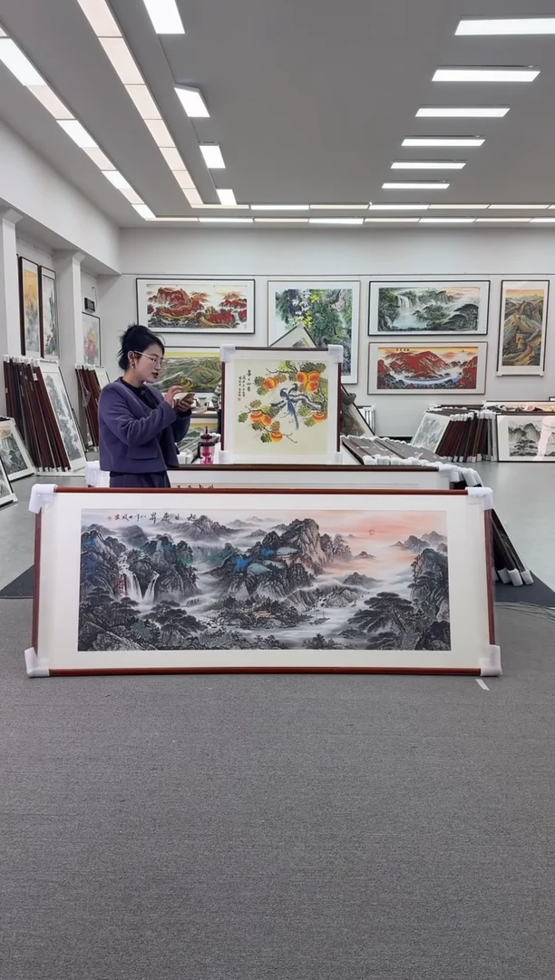 国画手绘  219*88  旭日东升