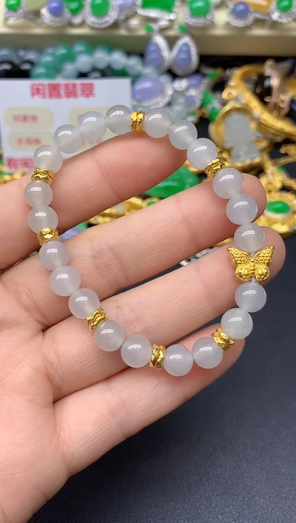 足金镶嵌手链翡翠75-翡翠雪姐天天见