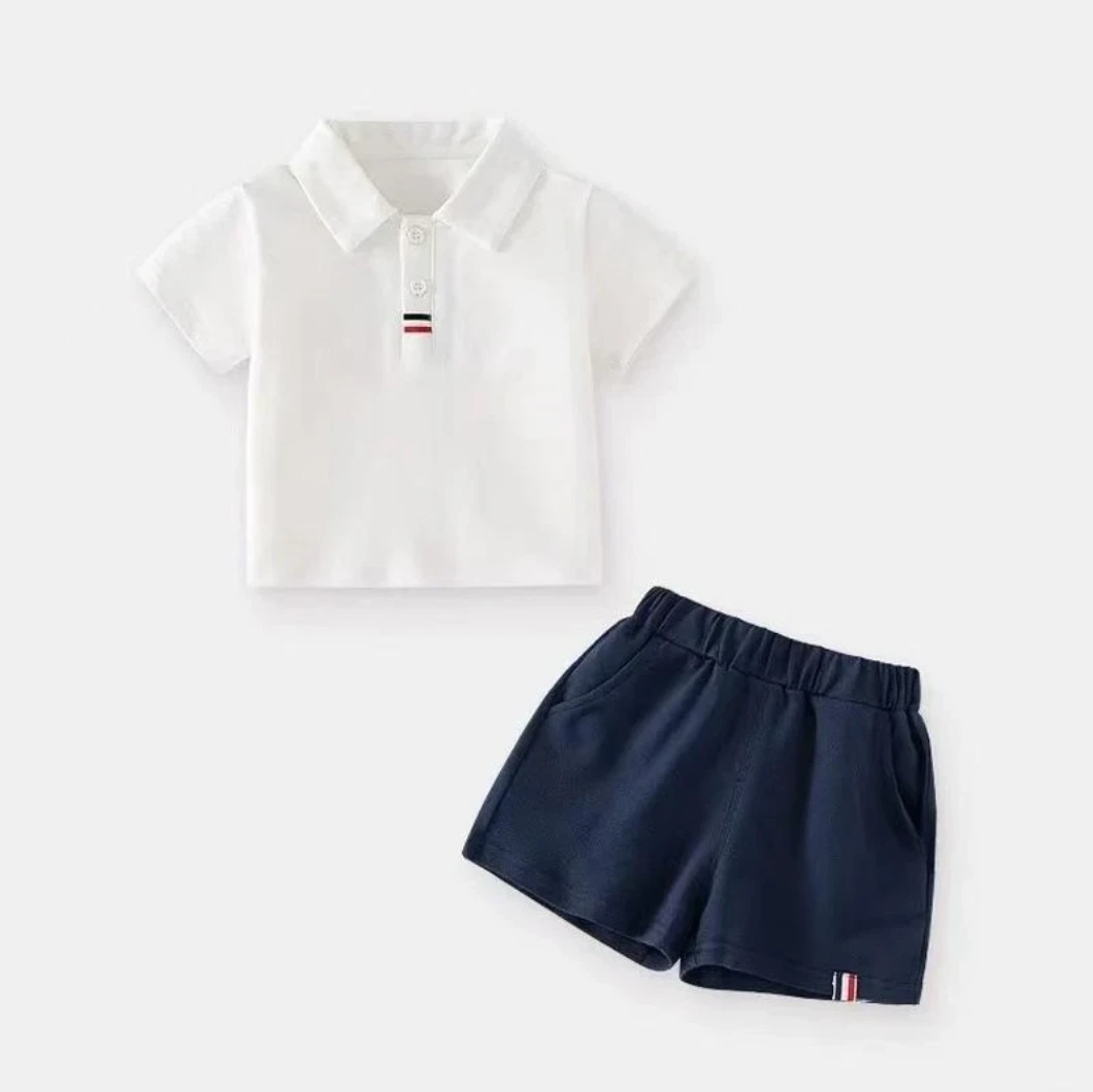 童装男童polo衫短裤两件套2025夏季休闲儿童套装小童翻领针织新款