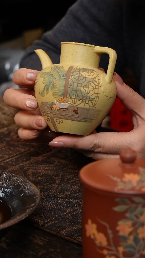 【闪购商品】紫砂茶壶夏菁 泥绘公道（芭蕉听雨）