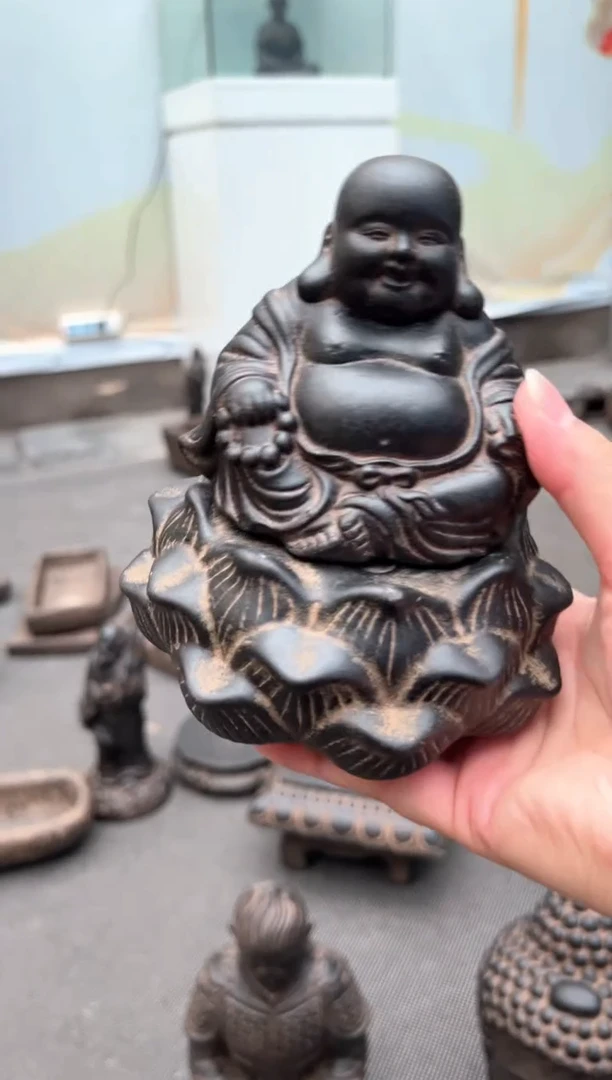 陶土【火山泥】未来佛+莲蓬实心底座