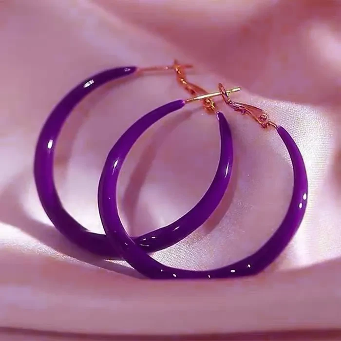 铜合金耳饰 高级感紫气东来紫色圈圈耳环时尚耳圈气质网红耳坠