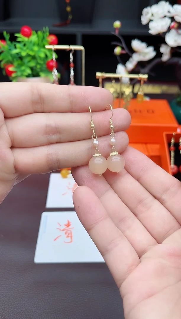 玛瑙/玉髓耳饰银S925镶嵌218000