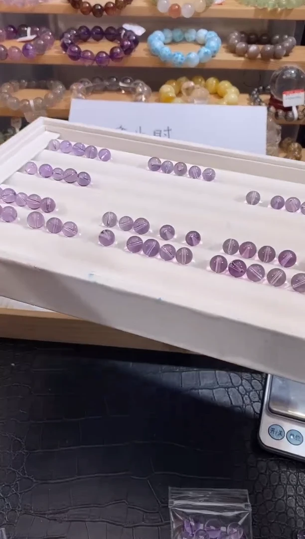 水晶手链未镶嵌紫水晶单珠8.8mm5颗一组 多样性发一