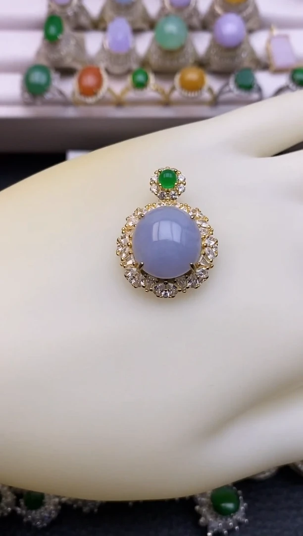 颈饰银S925镶嵌翡翠3688