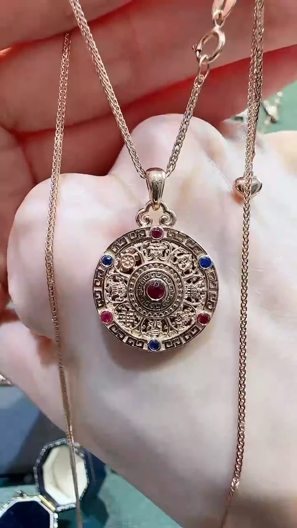 【闪购商品】红宝石吊坠(不含链)18K金镶嵌18K金宝石八宝吊坠