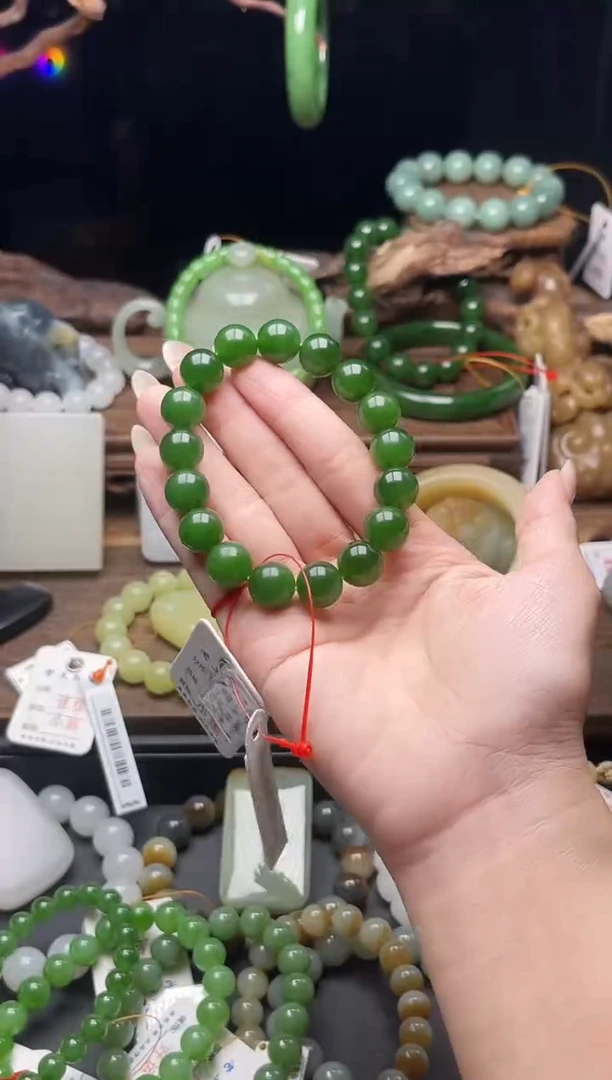 未镶嵌手串和田玉卡12俄罗斯碧玉 圆珠