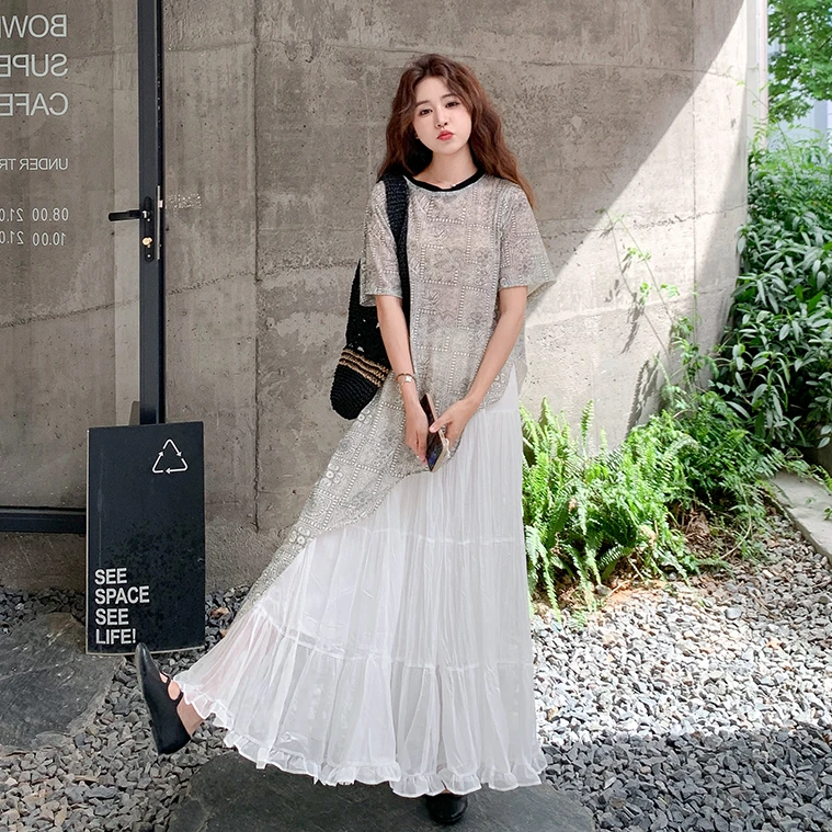 独特漂亮绝美爆款套装裙女2025夏新款不规则罩衫叠穿半身裙两件套