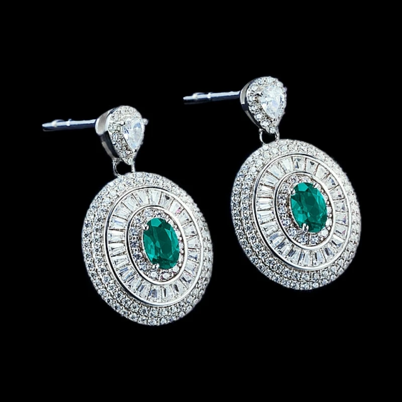 925银耳饰 时尚精美培育绿宝银耳1128