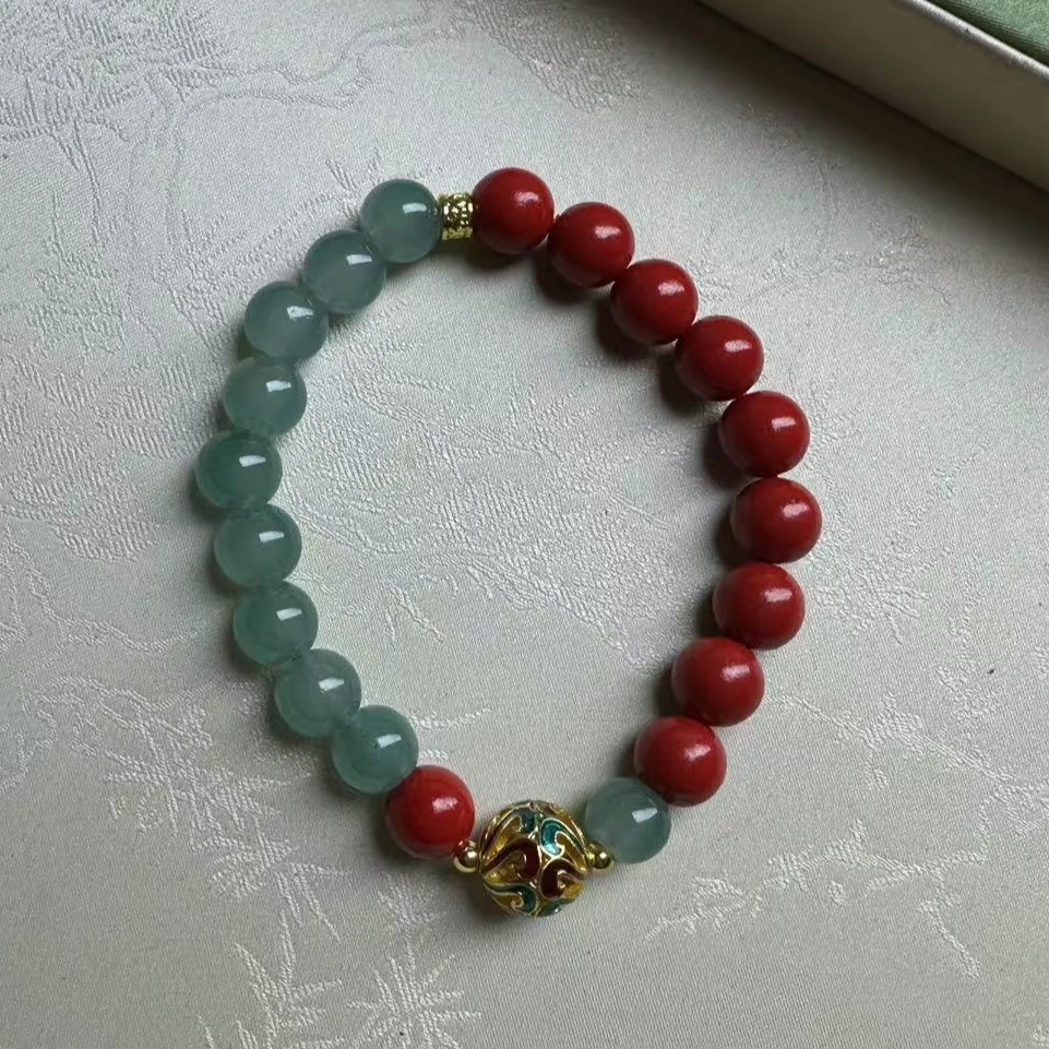 含辰砂工艺品含辰砂工艺品新款新品红砂款哪吒与敖丙手串