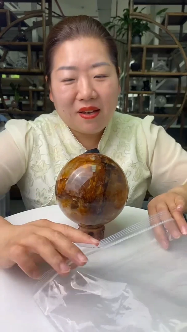 水晶珠宝半成品未镶嵌黄胶花球D419